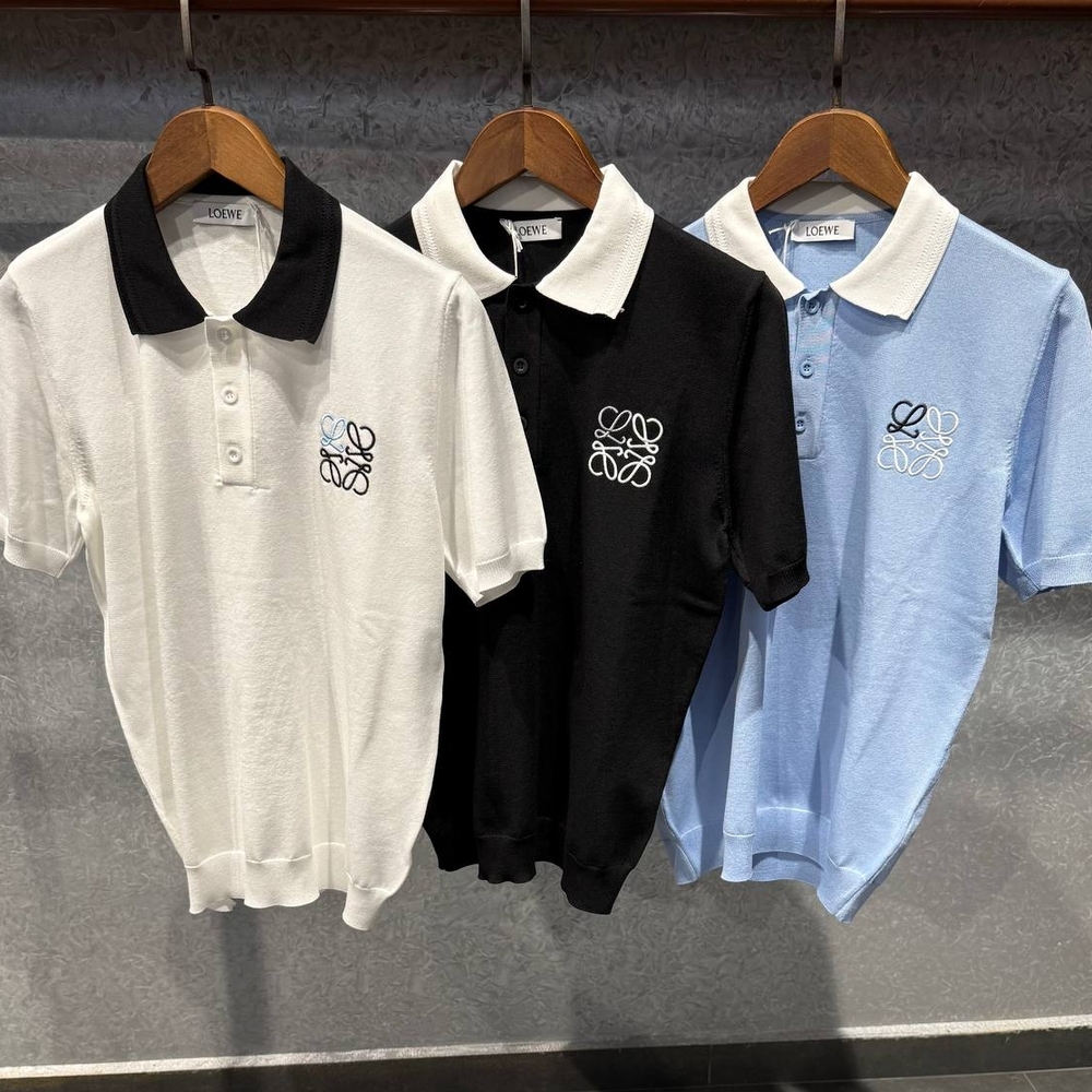 Loewe Kids Polo Shirt - White, Black, and Blue